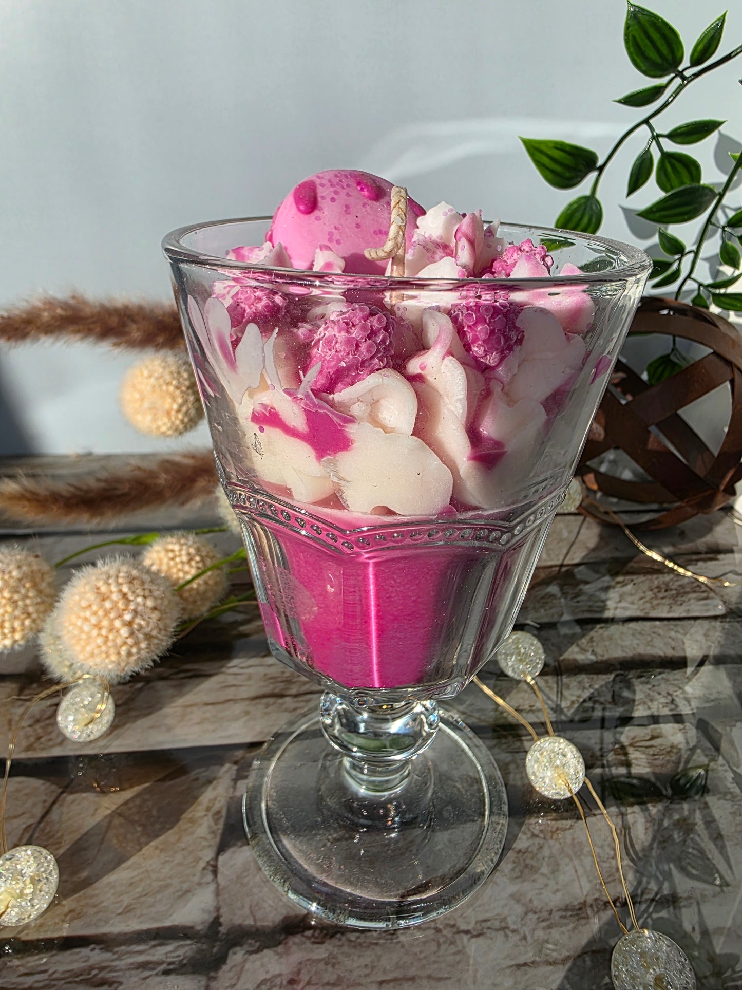 Himbeer Dessert Kerze