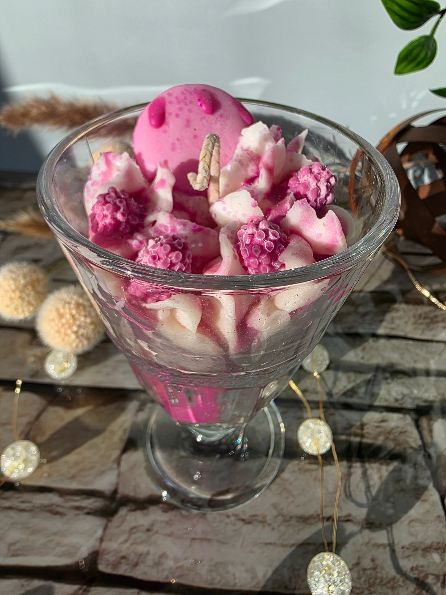 Himbeer Dessert Kerze