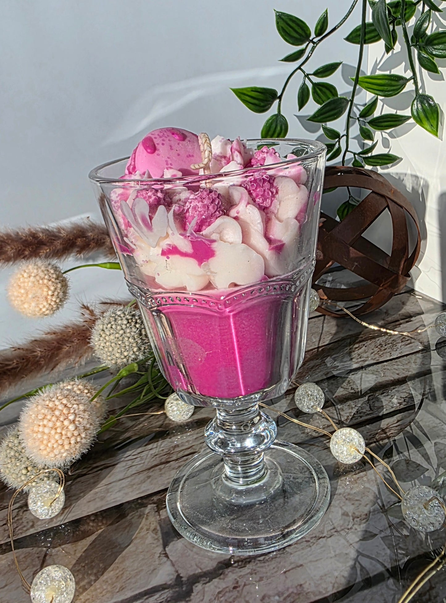 Himbeer Dessert Kerze